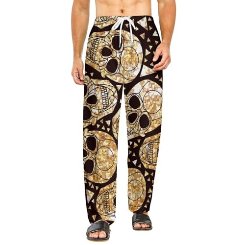 Pantalon de détente Crânes D'or pour femme : bas de pyjama long taille S