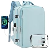 ASENTER Easyjet - Bolsa de cabina de 45 x 36 x 20 pulgadas, mochila de viaje impermeable para avión, mochila de equipaje de mano con agujero de carga para mujeres y hombres, color azul
