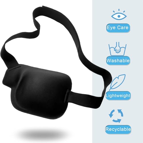 image for Vandorla Eye Patches for Adults and Kids, 2 Pcs 3D Eye Patch Black Adj