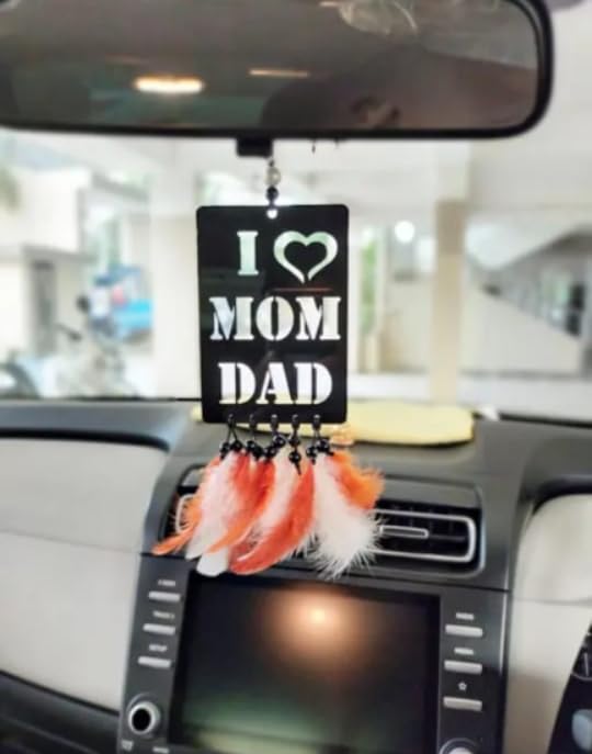DALLI NESH NATURE WOOD Car Hanging Ornament, I Love Mom Dad Dream Catcher with Feathers, Traditional Indian Style-image-26