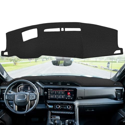 Yiz Dash Cover Mat Custom Fit for GMC Sierra 1500 2500HD 3500HD with Head Up Display w/Light Sensor Dashboard Cover Pad Carpet Protector J321 (Black)