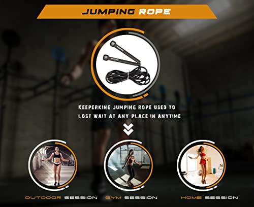 Foto von Keeperking Springseil für Kinder – Professioneller für erwachsene fitness, Rope Seilspringen für Fitnesstraining, Abnehmen Sport, Boxen und Freizeit MMA, Cardi