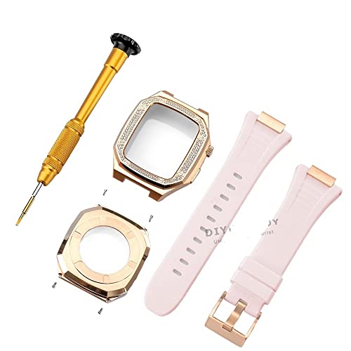 Kit modification Apple Watch lunette métal et bracelet pour boîtier 44 mm et 45 mm
