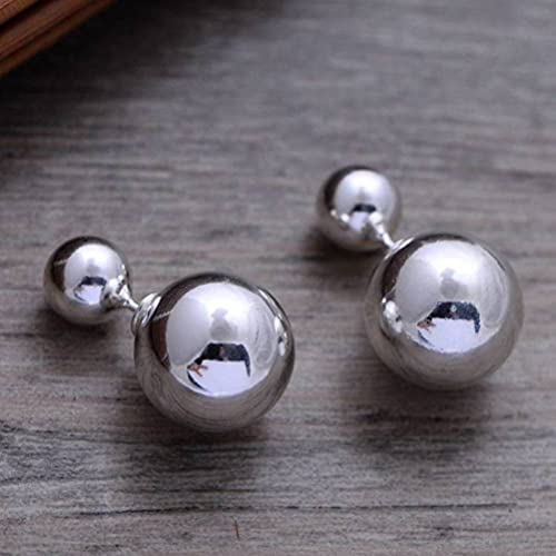 SIWAN Boucle D'Oreille en Argent Sterling 925 Boucle D'Oreille Rétro en Argent Thaïlandais Brillant Double Boule Femelle Clou D'Oreilleboucle d'oreille