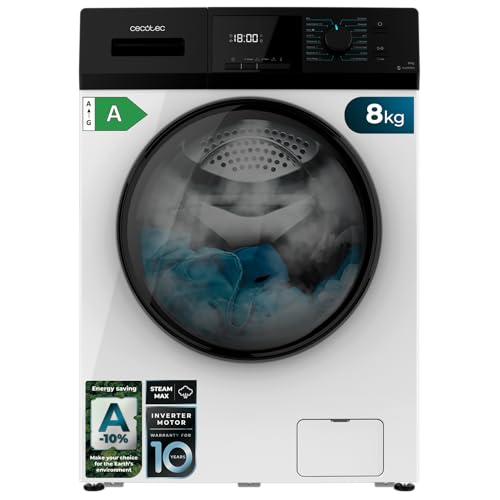 Cecotec Lavadora de Carga Frontal Bolero Dresscode 8411 Inverter, 1900W, 1400rpm, 8 kg, 16 programas, Motor Inverter Plus, Clase A, KidLock, DelayStart, SteamMax, DrumClean, Stop&Go, Blanca Cecotec Lavadora de Carga Frontal Bolero Dresscode 8411 Inverter, 1900W, 1400rpm, 8 kg, 16 programas, Motor Inverter Plus, Clase A, KidLock, DelayStart, SteamMax, DrumClean, Stop&Go, Blanca
