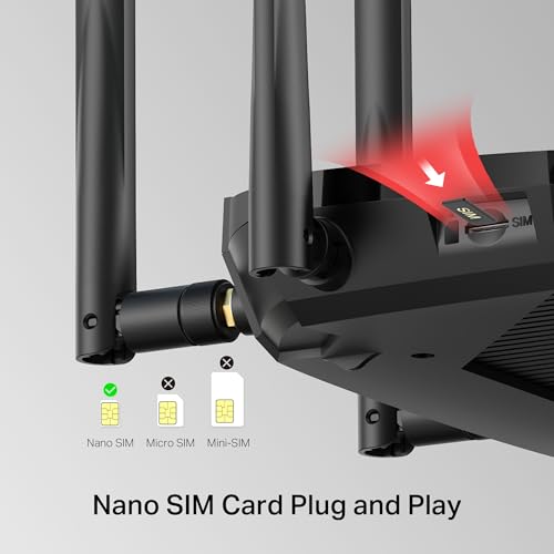 Mercusys MB235-4G Router WiFi con Sim, 4G+ Cat6 AC1200Mbps, 4 Antenne Ad Alto Guadagno, 1 Porta LAN/WAN + 3 Porte LAN Gigabit, WAN Backup, Parental/LED Control, SMS, APP, Plug & Play - Immagine 4