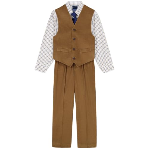 Image of Nautica Boys' 4-piece Formal Suit Set with Vest, Pants, Collared Dress Shirt, and Tie