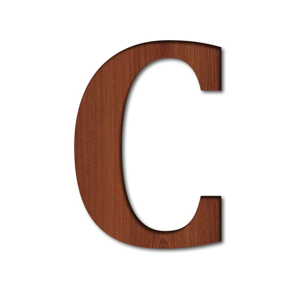 Chalk My Theme Wooden Alphabets and Numbers for Wall Decoration | 9 Inch Large Wooden Letter C in Wood Brown Color With 6MM Thick Quality Wood