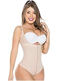 Salome 0351 Fajas Reductoras y Moldeadoras Colombianas Bodysuit Thong Shapewear for Women Beige L