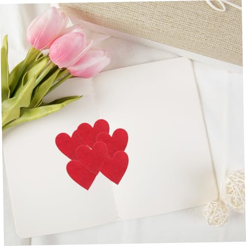 LOLIPPYY 200stücke Teiliges Rotes Filzherz Bastelset für Valentinstag Deko Herzform Filzstücke zum Aufkleben Cake Topper und Heimdekoration DIY Kreativprojekte