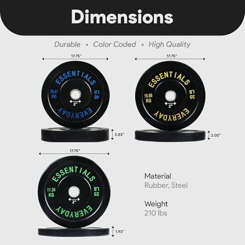 Image of BalanceFrom Olympic Rubber Bumper Weight Plate Set with Steel Hub Inserts - 2-Inch Hole Plates for Strength Training, Powerlifting, and Weightlifting at Home, Garage, or Commercial Gym