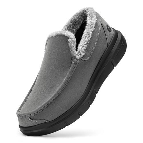 FitVille Extra Wide Men Slippers Slip-on House Slipper Non Slip Orthopedic Winter Shoes for Flat Feet Indoor & Outdoor