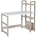 Price comparison product image HOMCOM Computer Desk with 3 Tier Storage Shelves on Left or Right, 120cm Writing Table for Home Office, Study, Bedroom, White and Oak