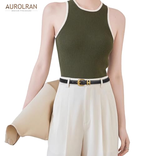 Image of Aurolran Women's Leather Belt with Buckle - Ideal for Dresses, Jeans, and Coats