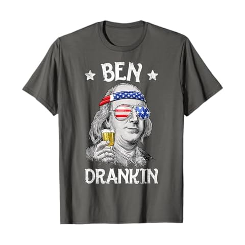 Ben Drankin 4th of July Benjamin Franklin Men American Flag T-Shirt Cover