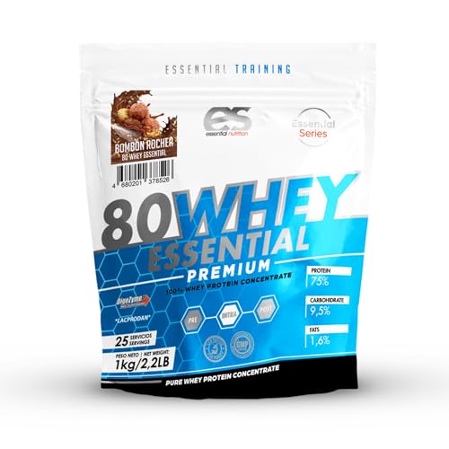 ESSENTIAL NUTRITION - WHEY PROTEIN 80 | Favorece el Crecimiento Muscular y la Recuperación | Proteína de Suero Concentrada | Rápida Absorción y Alto Valor Biológico