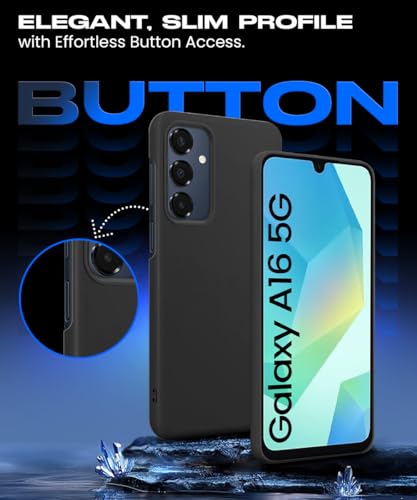 Image of WOW IMAGINE Slim Frameless Back Cover for Samsung Galaxy A16 5G | Ultra Thin Lightweight Design & Camera Protection | Soft Matte Silicone Flexible Mobile Case (Black)