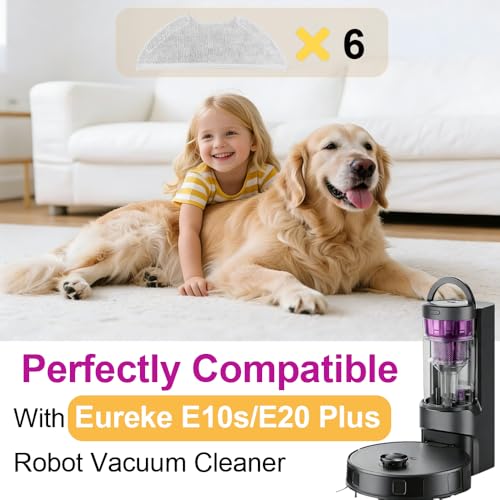 Image of 6 Pc Replacement Mop Pads Compatible with Eureka E20 Plus /E10s Vacuum Cleaner, Washable and Reusable Microfiber Mop Pads