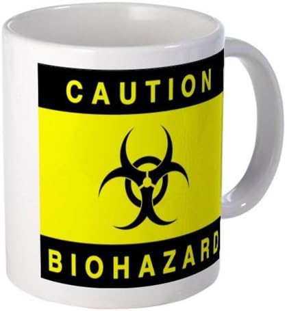 Caution Biohazard Symbol Funny T-Shirt Ceramic Coffee Mug Cups, 11 OZ