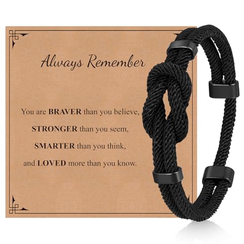 TempBeau Love Knot Bracelet Gift for Men - Braided Cord Rope Bracelets for Men,String Bracelet with Infinity Knot Anniversary Birthday Gifts