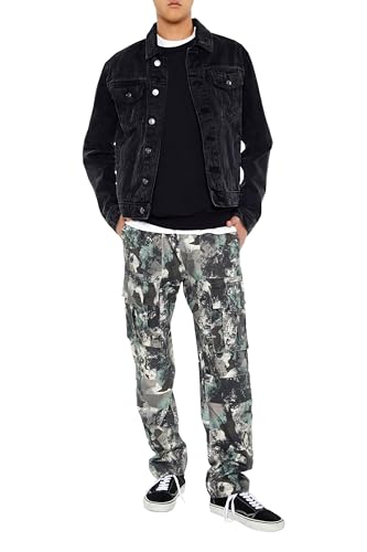 Forever 21 Men's Slim-Fit Camo Cargo Pants Olive/Multi Medium