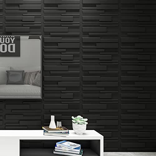 Image of Art3d Decorative 3D Wall Panels 12 Pack 19.7 inch x 19.7 inch Creative Wall Panel for Indoor Decoration, Carbon Black