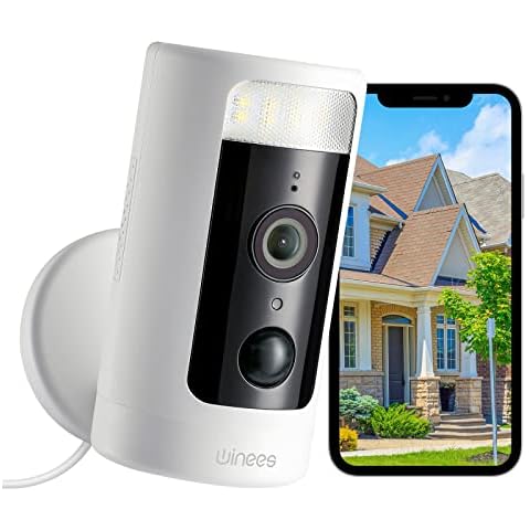 winees 2K Security Camera Outdoor, Wi-Fi Spotlight Surveillance Cam with Human/Vehicle/Pet/Package, 360° Auto Tracking, Color Night Vision, 2-Way Audio, IP65 Weatherproof, Works with Alexa Cover
