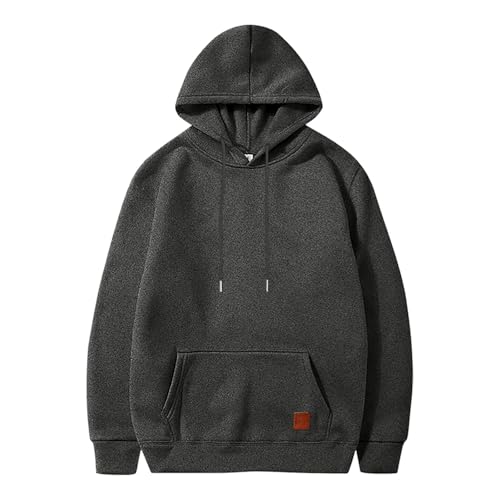 Hooded Drawstring Hoodies for Men Cute Thickened Preppy with Hood Sweaters 2025 Plus Size Solid Color Clothes Fall4