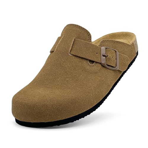 Image of Kids Suede Clogs Boys Girls Sandals Cork Footbed Toddler Slip-on Slippers Indoor Outdoor Cute Sandals Classic Adjustable Buckle