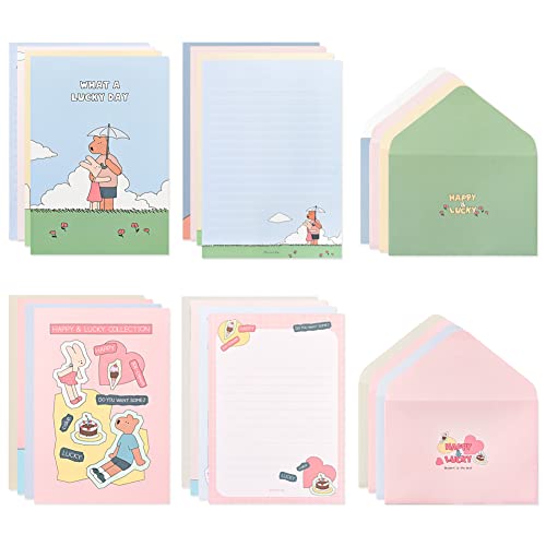 Monolike Happy and Lucky Memories Letter Paper and Envelopes Set - 8Type, 32 Letter Paper + 16...