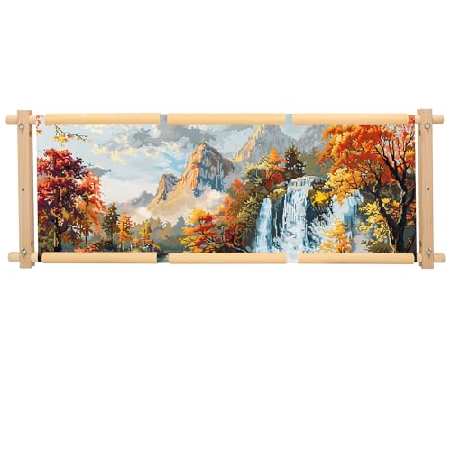 Image of Embroidery Tapestry Scroll Frame, Detachable Cross Stitch Frame, Scroll Embroidery&Quilting Holder for Cross Stitch, Needlepoint, and Sewing Projects (30.31inch*11.8inch)