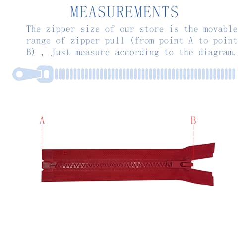 Image of ANPURZII 3PCS #5 34 Inch Red Separating Jacket Zippers for Sewing Coats, Molded Plastic Bulk Zippers(Red 34 inch 3PCS)