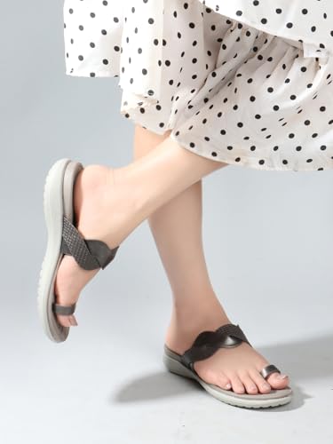 Image of Carlton London Women's Comfort Sandals | Stylish Slip on Flats with Cushioned Soles | Trendy Lightweight Durable & Comfortable Fashion Sandal for Outdoor Use