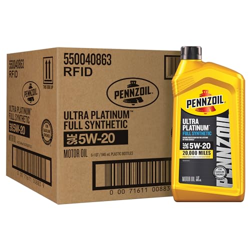 Pennzoil Ultra Platinum Full Synthetic 5W-20 Motor Oil, 1 Quart (6 Pack)