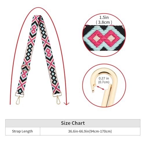 Image of ZOOEASS Wide Shoulder Strap Adjustable Replacement Belt Guitar Style Crossbody Bag Handbag Strap Multicolor Canvas Straps(Wide:1.5in)(Color12)