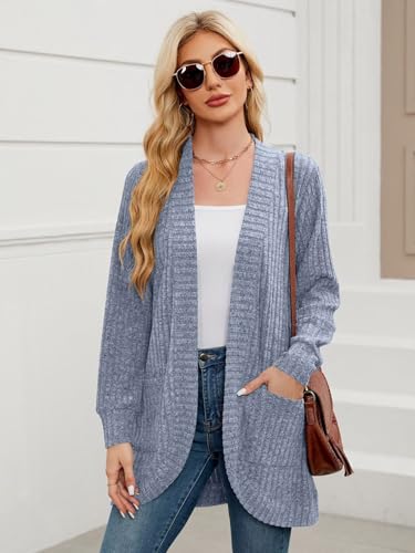 Image of BELAROI Women Plus Size Cardigan Sweater Fall Outfit | Open front long cardigan, lightweight sweater, versatile layering tops for fall winter, daily wear, outdoor, office clothes