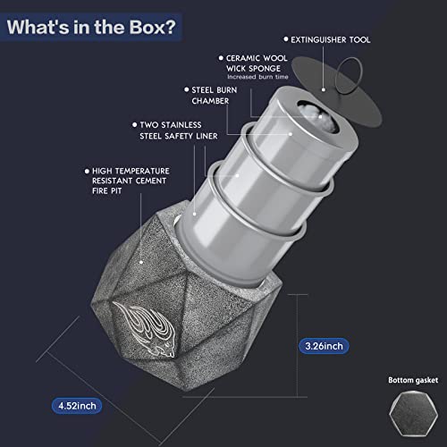 Table Top Fire Pit Bowl - Concrete Tabletop Fireplace Indoor Outdoor Decor Portable Rubbing Alcohol Burner Long Time Burning Smokeless Odorless Smores Maker With Fire Extinguisher #TOP6