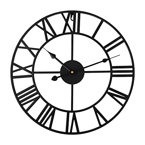 Roman Numeral Style Wall Clock - Metal Clock Indoor Decorative Wall Clock 40cm/15.7in for Home Kitchen Living Room