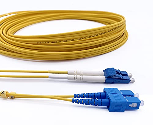 Elfcam®   Cable de Fibra Óptica SC/UPC a LC/UPC OS2 Monomodo Duplex 9/125um LSZH, 20M