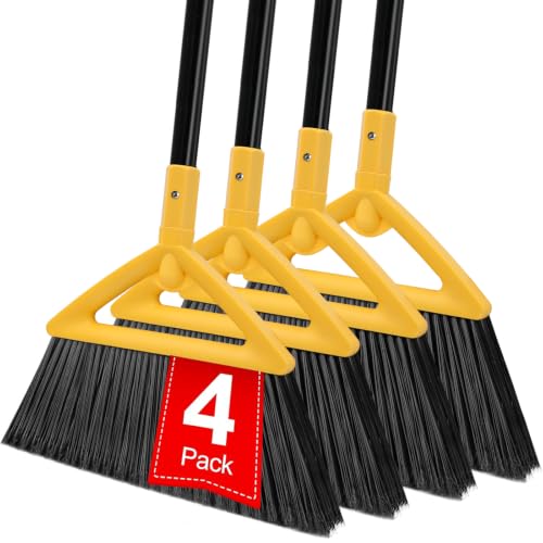 Image of Heavy Duty Yellow Angle Broom with Long Handle - 4 Pack