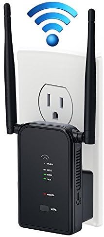 WiFi Router Range Extender Aivake Wireless Dual Antennas WiFi Signal Booster Support Repeater/AP/Router Mode 2.4Ghz and 2 Ethernet Port Complies IEEE802.11n/g/b with WPS Black