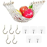 KHOYIME Macrame Hanging Fruit Hammock - Handwoven Fruit Basket Under Cabinet, Space Saving Fruit...