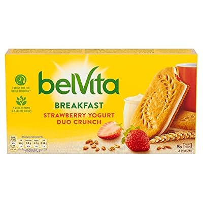 Kraft Belvita Strawberry Yogurt Crunch Pack of 8 (8 Boxes of 5 bars, Total 40 Bars)
