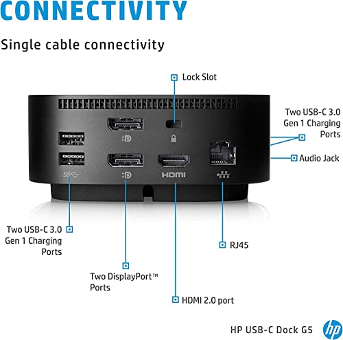 Hp Usb-C Essential Dock G5 Bundle With Docztorm Usb Hub (8 In 1 Adapter For Usb-C And Thunderbolt-Enabled Laptops, Notebooks And Pcs - Single Cable For Charging, Networking, Or Data Transfers) #TOP2