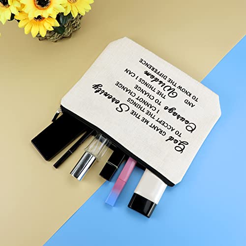 Christian Makeup Bag Serenity Prayer Gift Inspirational Gift for Women Cosmetic Bag Sobriety Addiction Recovery AA Gifts Religious Gift for Her Encouragement Motivational Gift Travel Toiletry Pouch - Image 4