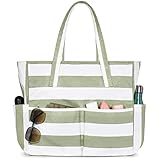 oscaurt Beach Bags for Women, Beach Tote Bag Waterproof Sandproof Swim Pool Bag Large Capacity Beach Bag with Wet Pocket