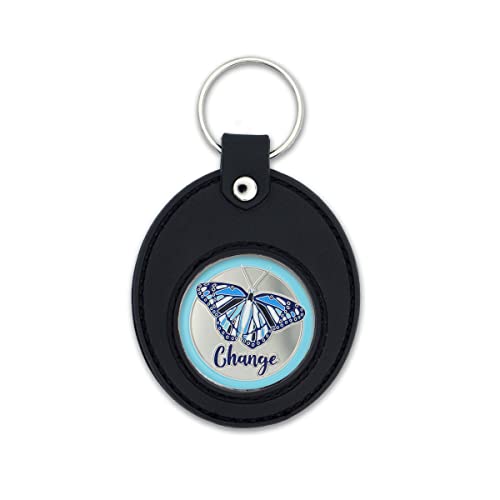 Blue Butterfly Chip Sobriedad con Llavero miniatura 1