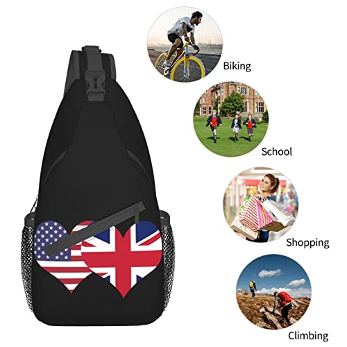 Mochila tipo bandolera unisex con bandera EUA y Reino Unido miniatura 7
