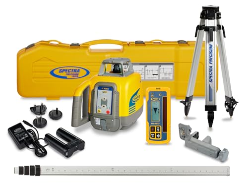 Spectra Precision LL1505C Rotary Laser Kit with HL450 Receiver, GR151 Grade Rod (tenths), Tripod, NiMH Battery & Accessories — ±1.5 mm Accuracy, IP66 Rugged Design - Premium - System Case