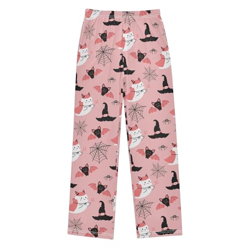 Evil Cat Bat Boys Long Pants Soft Trousers Elastic Waist Kids Lounge Bottoms with Pockets S-XL